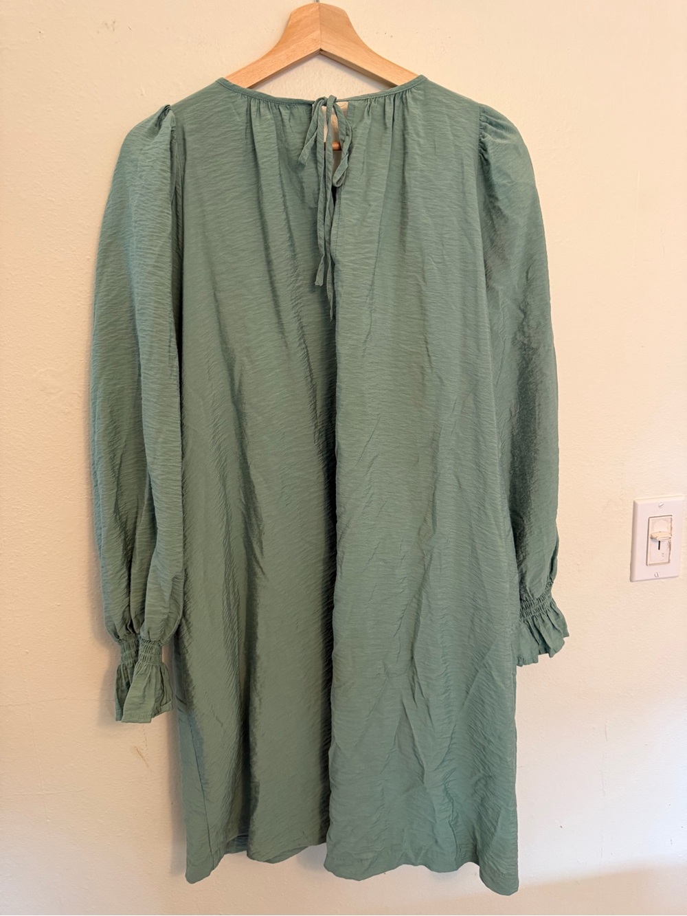 a new day Sage Green Long-Sleeve Smocked Yoke Dress - Picture 4 of 6